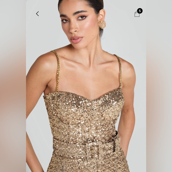 NADINE MERABI LUCINDA  Glittering Gold Jumpsuit. S/M
US 6 - Picture 6 of 17